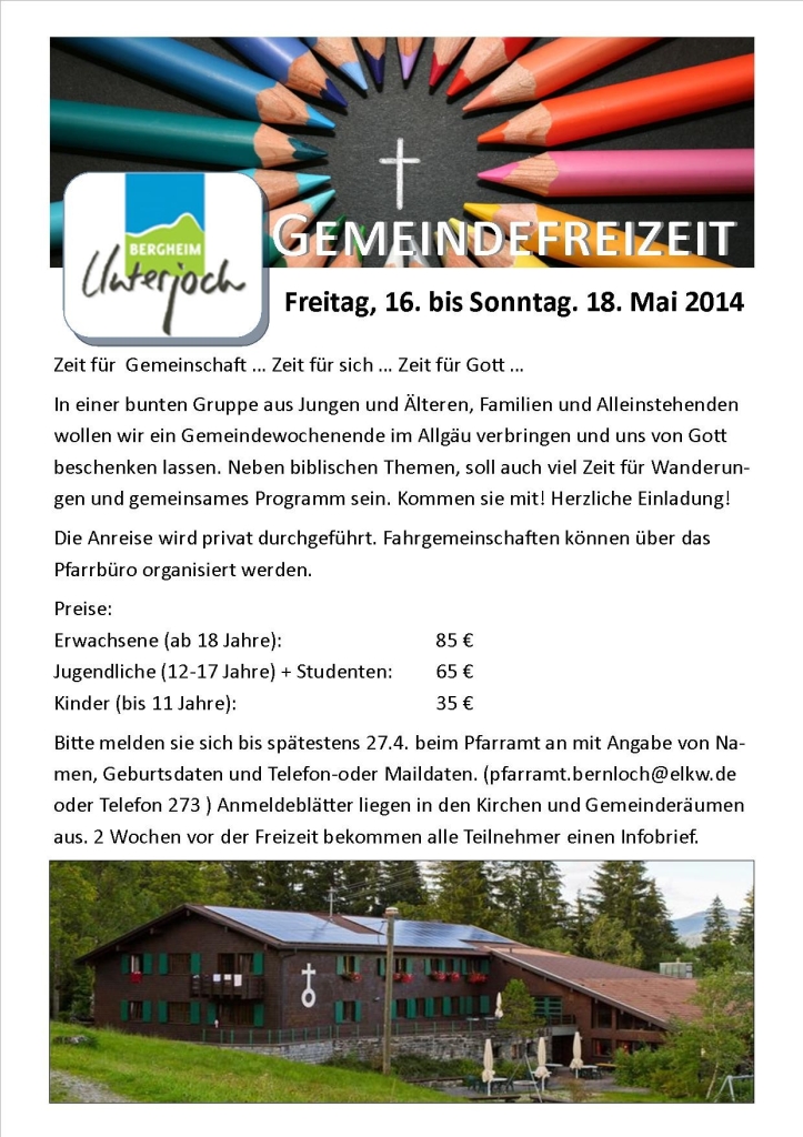 Flyer Gemeindefreizeit 2014